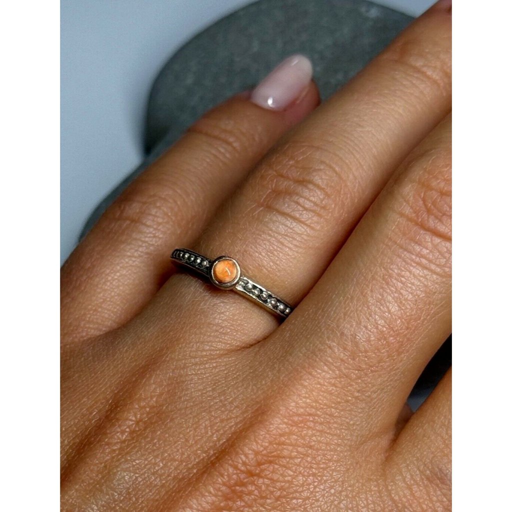 925 Sterling Silver Agate Ring Size 6